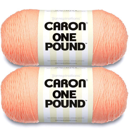 Caron One Pound Estambre Acrílico, Paquete de 2 - Paquete de 2 - Melocotón