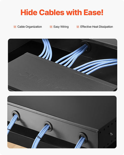 VEVOR Cajón para Montaje en Rack de 2U, Carga de 22,68 kg, Cajón Deslizante con Cerradura y Orificios para Gestión de Cables, para Rack o Gabinete de AV para Servidores de Equipos de Red de 48,26 cm