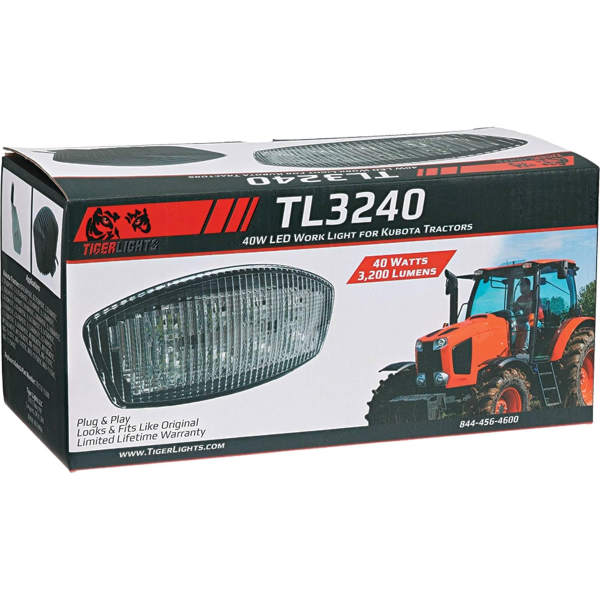 TIGERLIGHTS Luz de trabajo LED de 12 V, compatible con/repuesto para Kubota B2650HSDC, B3350HSDC, L3240HSTC, L3240HSTC-3, L3540HSTC, L3540HSTC-3, L3560HSTC, luz todoterreno