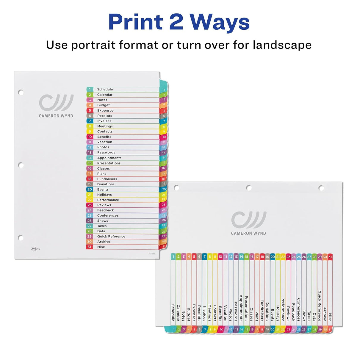 Avery 11846 Separador Prediseñado con Pestañas Multicolor 1-31