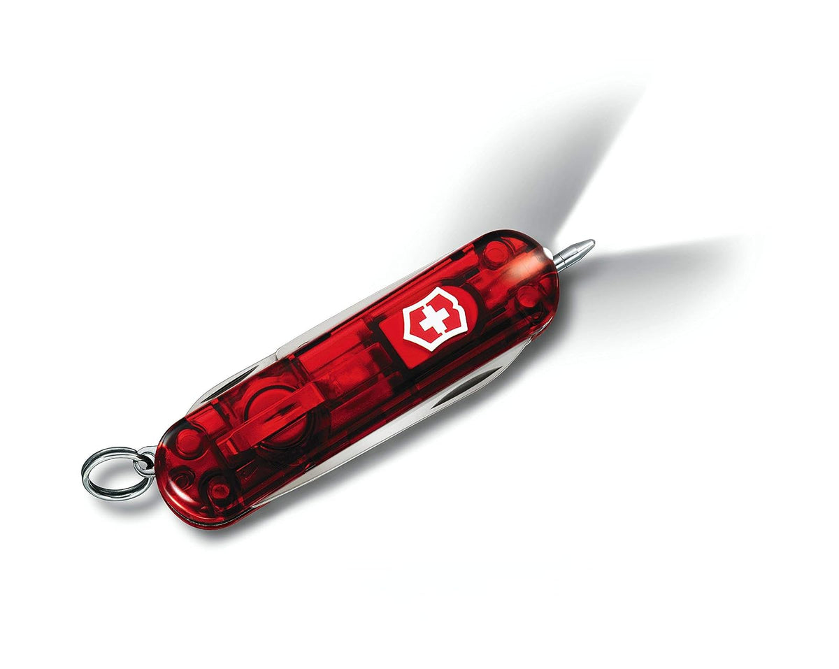 Victorinox Navaja Signature Lite con Luz Led, Roja Transparente, 7 Usos
