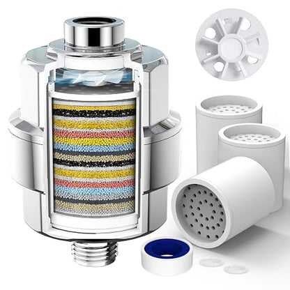 Sr Sun Rise Filtro Regadera de 20 Etapas | Filtro de Agua para Regadera, Filtro de Ducha para Agua Dura, Purificador de Agua para Elimina Cloro/impurezas y Olores