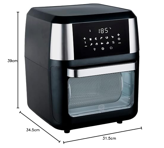 Hukën x MasterChef | Horno Freidora de Aire Multifuncional Premium 12 L | 10 Funciones | Panel Touch | Apagado Automático | Luz Interna | Acero Inoxidable | Accesorios y Recetario