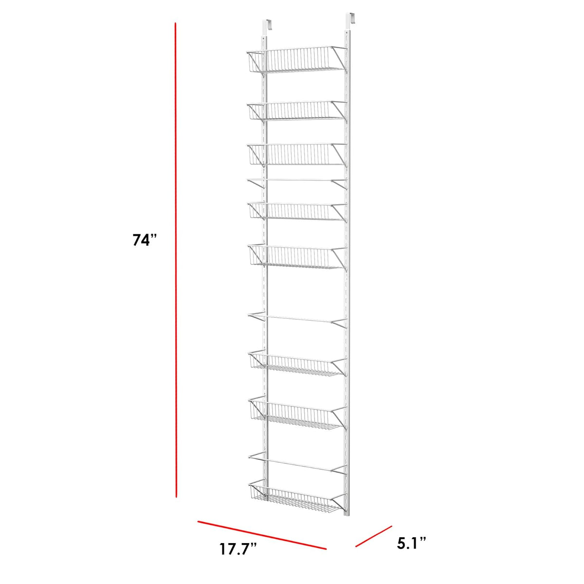 Home-Complete - Organizador de pared colgante para clóset, baño o cocina, organización y almacenamiento - Estantes de despensa de metal (blanco)
