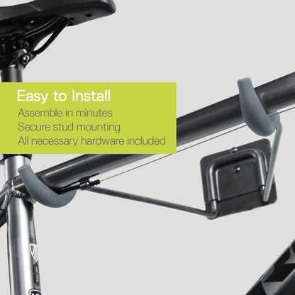 Delta Cycle - Soporte de pared para bicicleta individual, soporte horizontal para bicicleta, diseño de gancho resistente que proporciona una fácil instalación de acceso de almacenamiento, soporte soporta hasta 50 libras