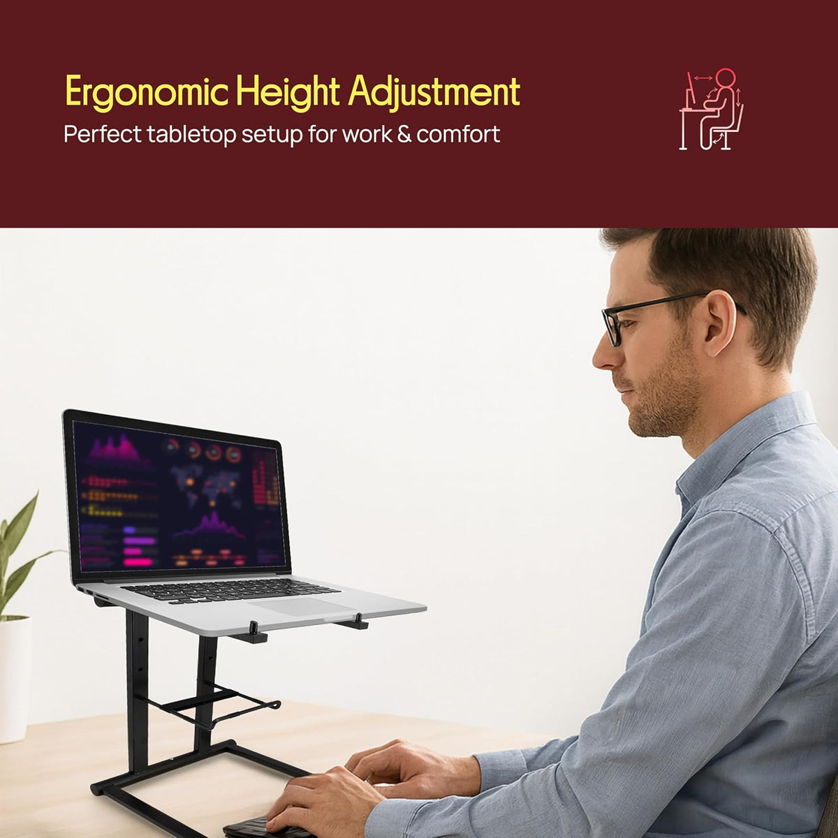Pyle PLPTS47 - Soporte universal para equipo de estudio, soporte de mesa, estación de trabajo con sistema de sonido DJ y estantes de dos niveles, Dobladillo