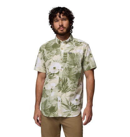 Columbia Rapid Rivers - Camisa de Manga Corta Estampada Camisa de Senderismo para Hombre - Safari - Flowerblur - G