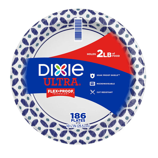 Dixie Platos de papel para cena ultra pesados (10 pulgadas, 186 quilates), grandes, color blanco