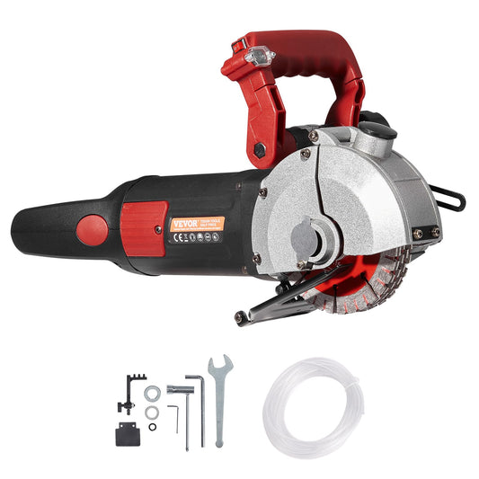 VEVOR Rozadora de muros, 2500 W, ancho de corte de 38 mm, ranuradora de muros, profundidad de corte de 34 mm, con 5 hojas de sierra de 11,4 cm de diámetro, 6300 r/min, conformado único sin polvo.