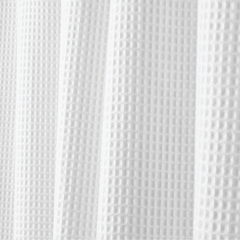 InterDesign Cotton Blend Fabric Shower Curtain, 72 x 72-Inch 2 Piece Set with Rings, White Waffle