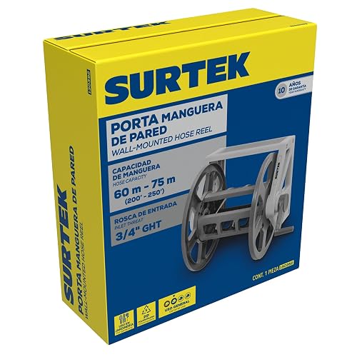 Surtek 130362 Porta Manguera de Pared, 75 m