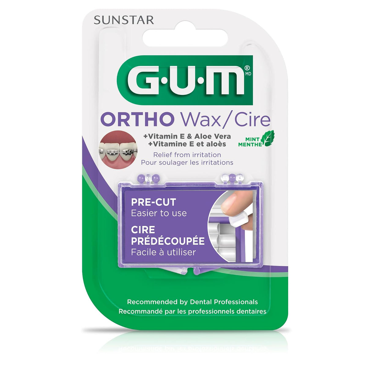 GUM Cera Ortodóntica para Llaves y Alineadores 0070942007641 | Menta, 1 Unidad, Paquete de 6, Protección Dental, Portátil