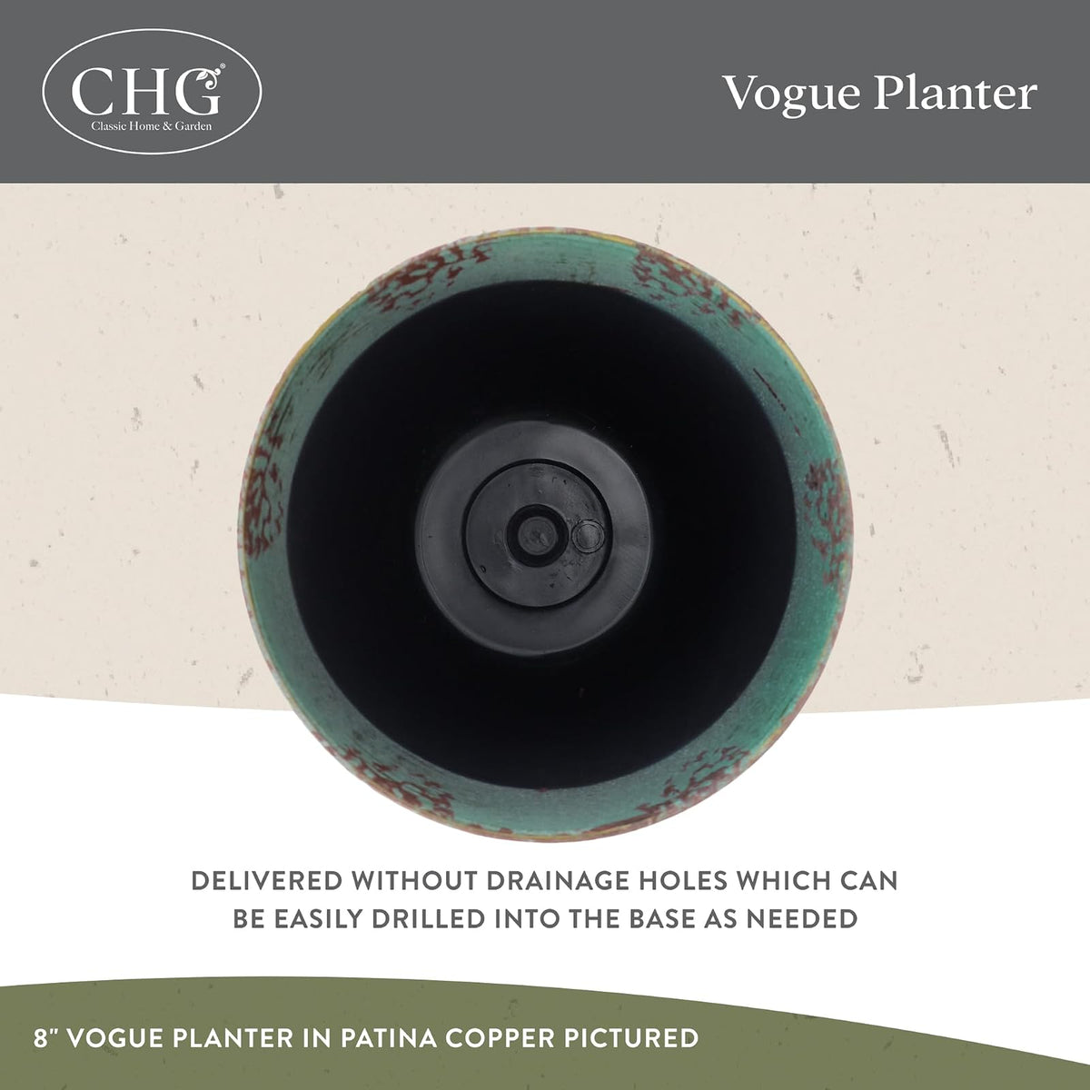 GARDENGOODZ 807-375R Vogue Planter, 8", Indigo