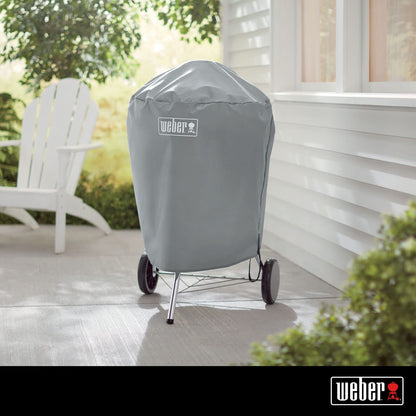 Weber - 7176 Funda para parrilla de carbón de 22 pulgadas | Cubierta para barbacoa de carbón de 47 cm, material impermeable con correas de fijación, color gris, 58,5 x 72,5 x 91 cm