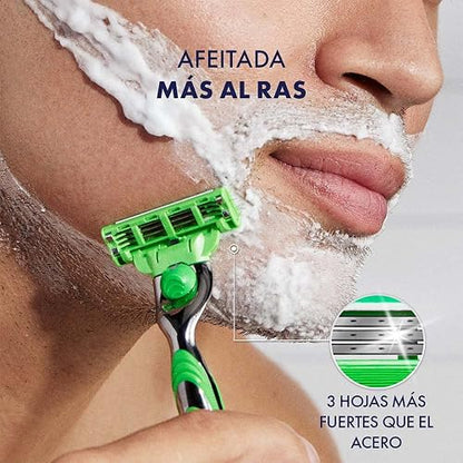 GILLETTE Mach3 Sensitive, Rastrillo para Afeitar Reutilizable, 1 Mango + 2 Cartuchos con 3 Hojas para Rasurar, Rastrillo para Hombre con Piel Sensible
