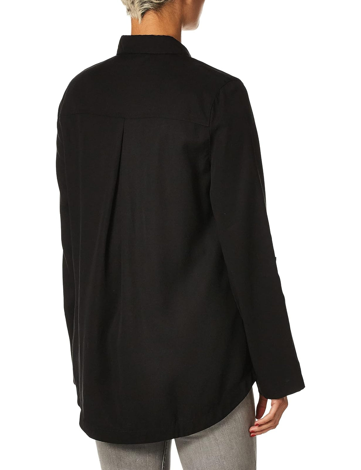 SLIM-SATION Long Sleeve Roll Tab 1/2 Button Front High- Low Shirt Blusa Mujer
