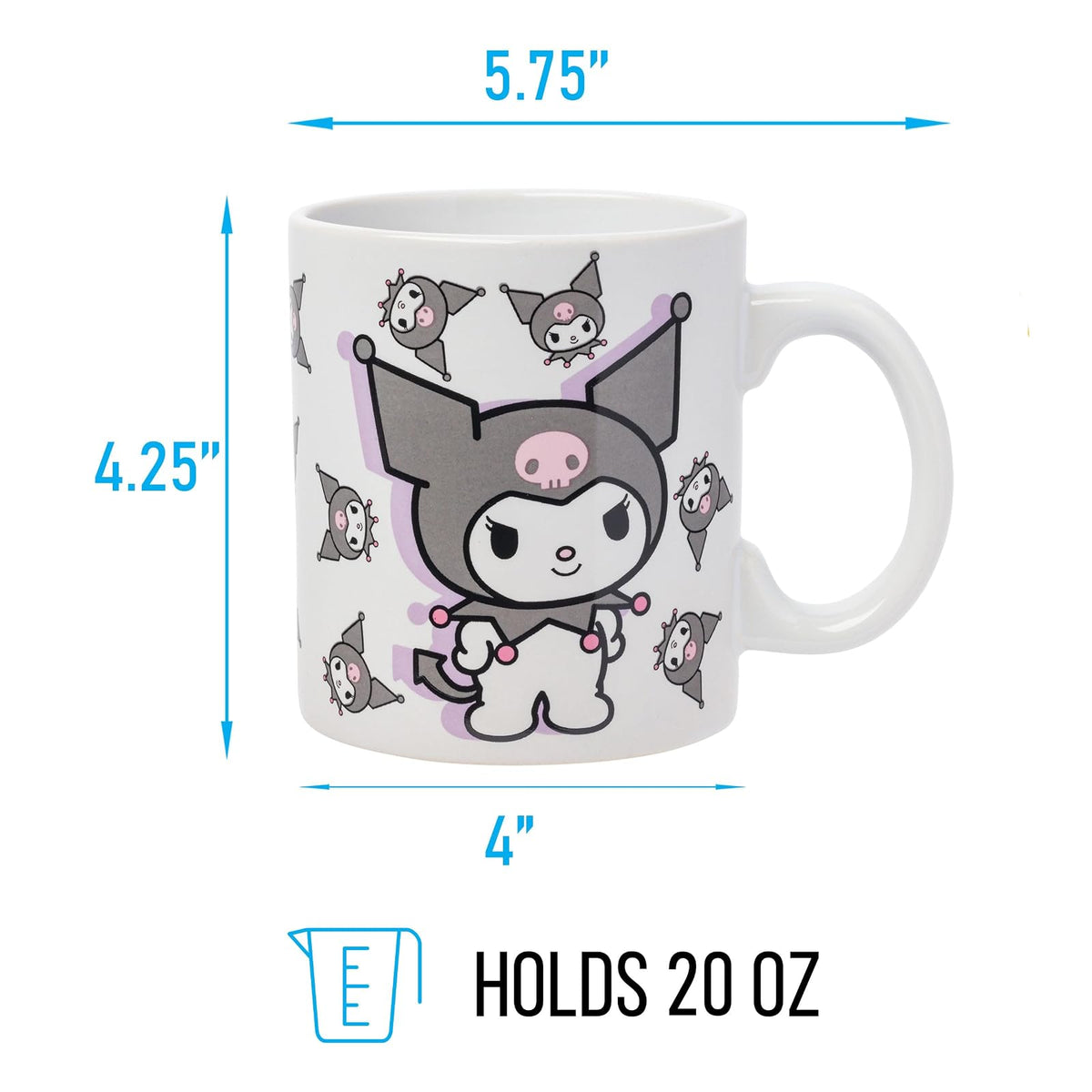 Silver Buffalo Sanrio Hello Kitty and Friends Kuromi Poses Taza de cerámica, 20 onzas