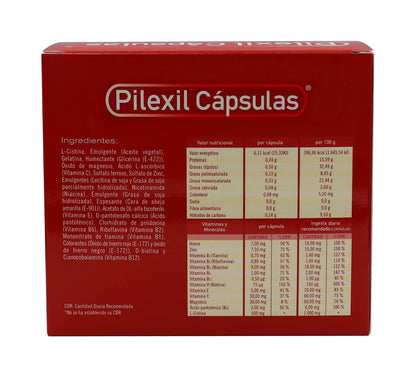 Pilexil Cápsulas de Gelatina Blanda caja c/100 | Detiene caída de pelo, fortalece, L-Cisitina, Hierro, Zinc, 9 vitaminas