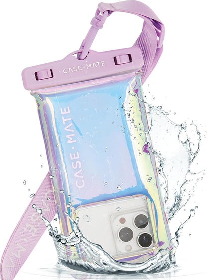 Case-Mate Funda Impermeable IP68 Flotante con Cordón para Celular, Cromo Plateado - Iridiscente
