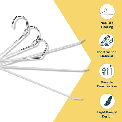 Lifemaster 20 Pcs. Heavy Duty Metal Slack Non-Slip Pants Hangers - Space Saving, Open-Ended Design for Jeans, Slacks, Blankets, Tablecloths - Closet Organizer with Rubber Cover (White)