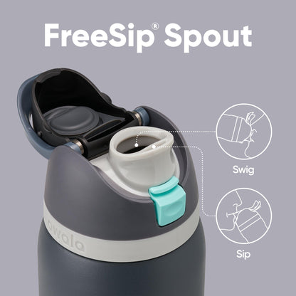 Owala FreeSip - Botella de agua aislada de acero inoxidable con pajita para deportes, viajes y escuela, botella de agua deportiva sin BPA, 32 onzas, marea brumosa