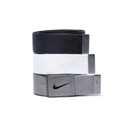 Nike Paquete de 3 cinturones de red para hombre, Plateado - Talla Única - blanco - gris - negro (White - Gray - Black)