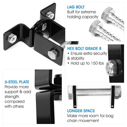 Yes4All Combo: Kit de Colgador para Bolsa de Golpeo - Gancho Giratorio, Montaje para Viga de Madera, Rotación 360°
