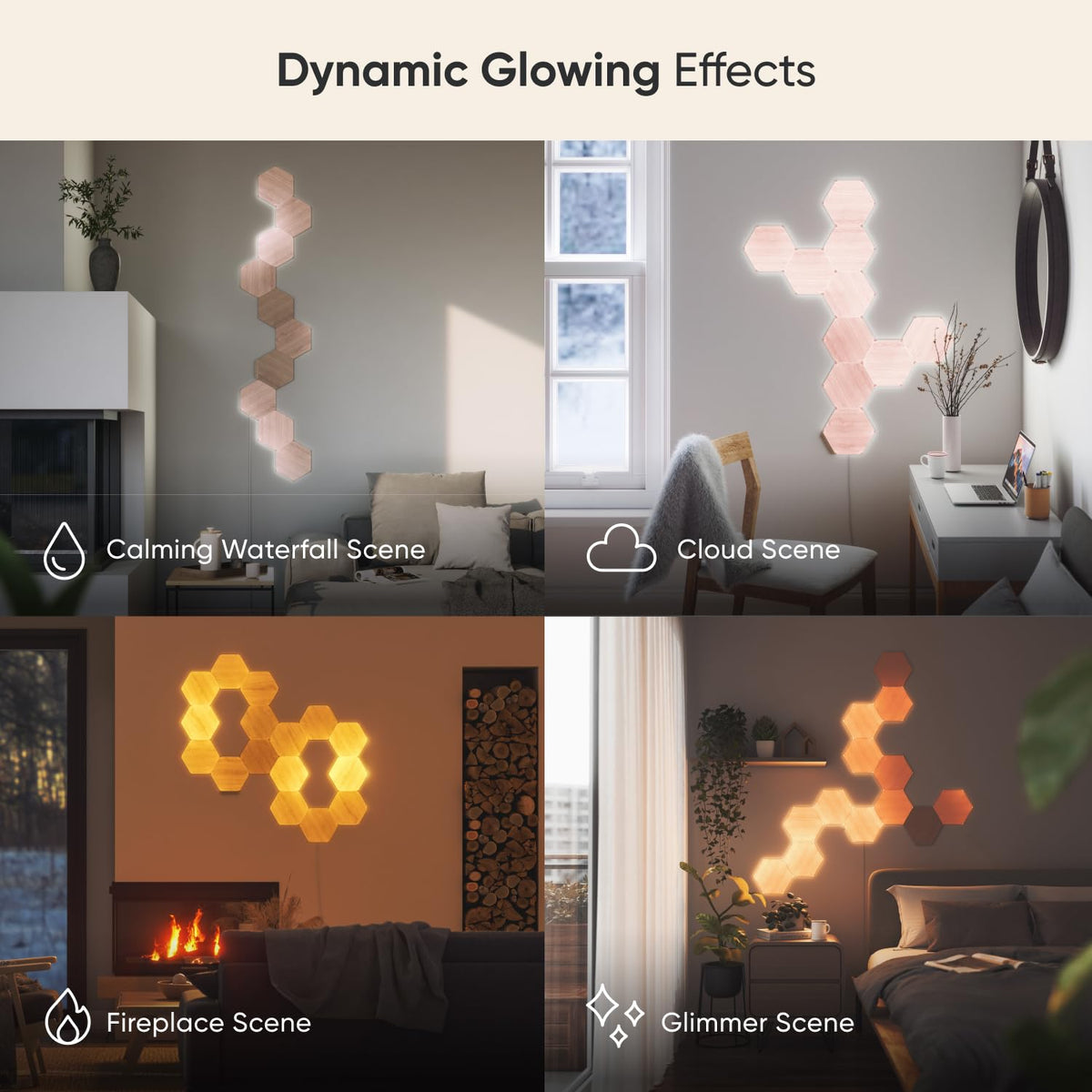 Nanoleaf Elements - Kit de expansión de iluminación LED inteligente con 3 hexágonos de aspecto madera