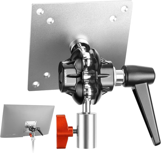 NEEWER Adaptador de Soporte de Monitor con Soporte VESA, Adaptador de Soporte de Luz de Aleación de Aluminio,Tornillo M4 de Rótula Doble de 360° y Receptor de 5/8 ", Carga Máxima 14lb/6.3kg(MA001