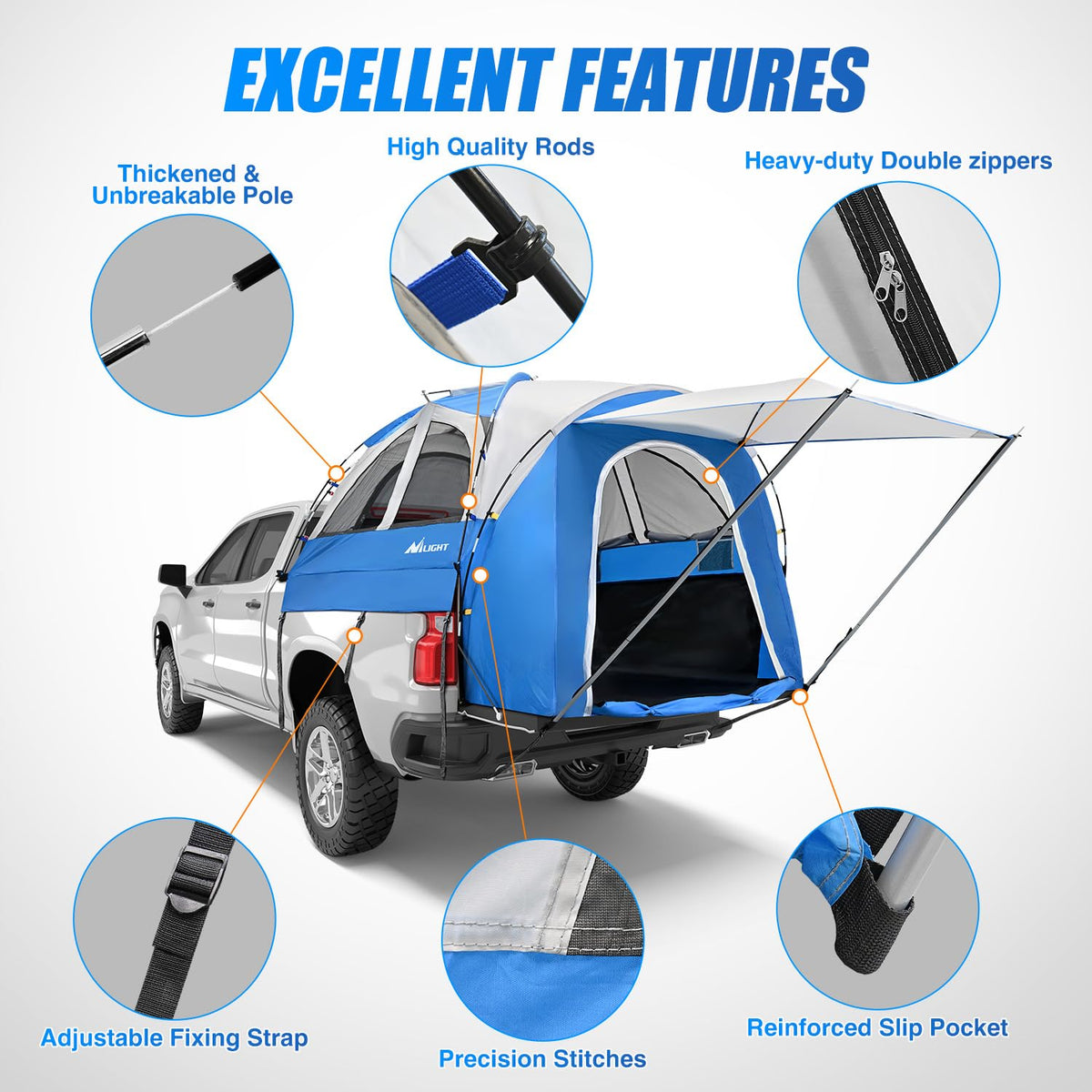 Nilight Truck Bed Tent 5.0-5.5FT Pickup Truck Tents with Removable Awning Waterproof