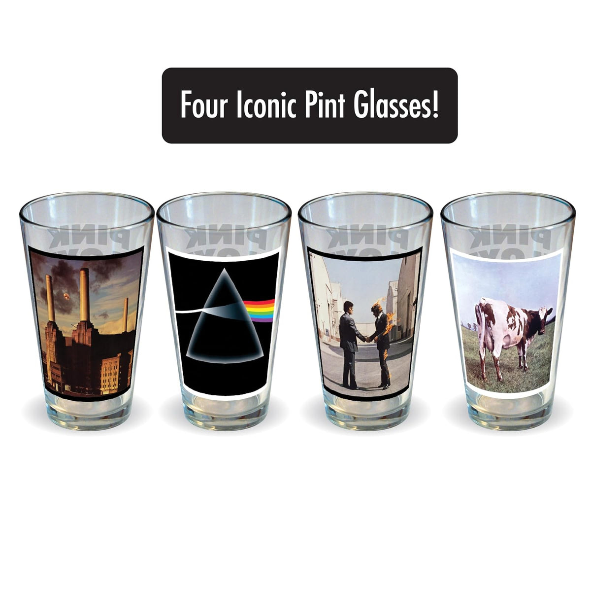 ICUP Pink Floyd - Cubiertas para álbum de 4 piezas, vidrio de pinta, grande, multicolor