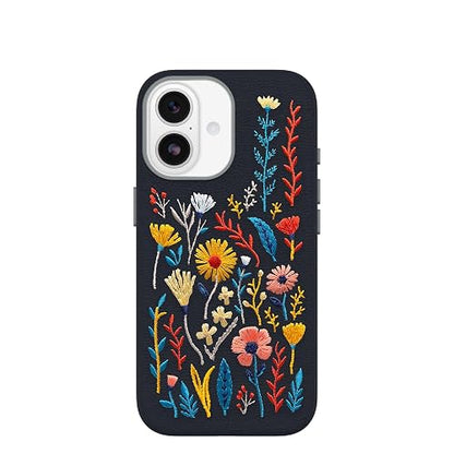 OtterBox - Funda para iPhone 17 Symmetry Series Cactus con Bordado de Piel – Jardín Encantado – Azul – Texturado, Bordado Floral artístico para iPhone