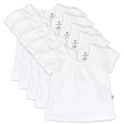 HonestBaby Organic Cotton Puff Sleeve Toddler tee Shirt Multi-Packs Conjunto de Playeras para bebs y Nios pequeosNiñas
