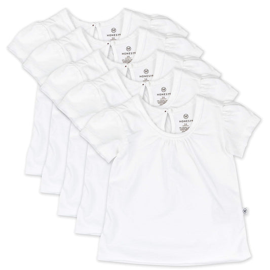 HonestBaby Organic Cotton Puff Sleeve Toddler tee Shirt Multi-Packs Conjunto de Playeras para bebs y Nios pequeosNiñas