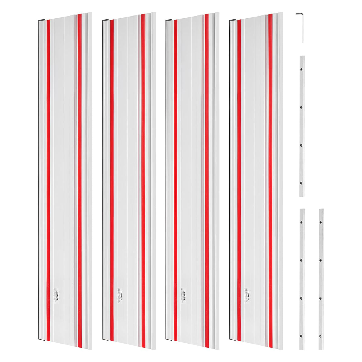 VEVOR Riel Guía para Sierra de Mesa, Rango de Corte de 279,4 cm, Incluye 4 Rieles Guía de Aluminio Extruido de 698,5 mm y 3 Conectores, Compatible con Makita, Festool y WEN, para Carpintería - Riel de guía-110
