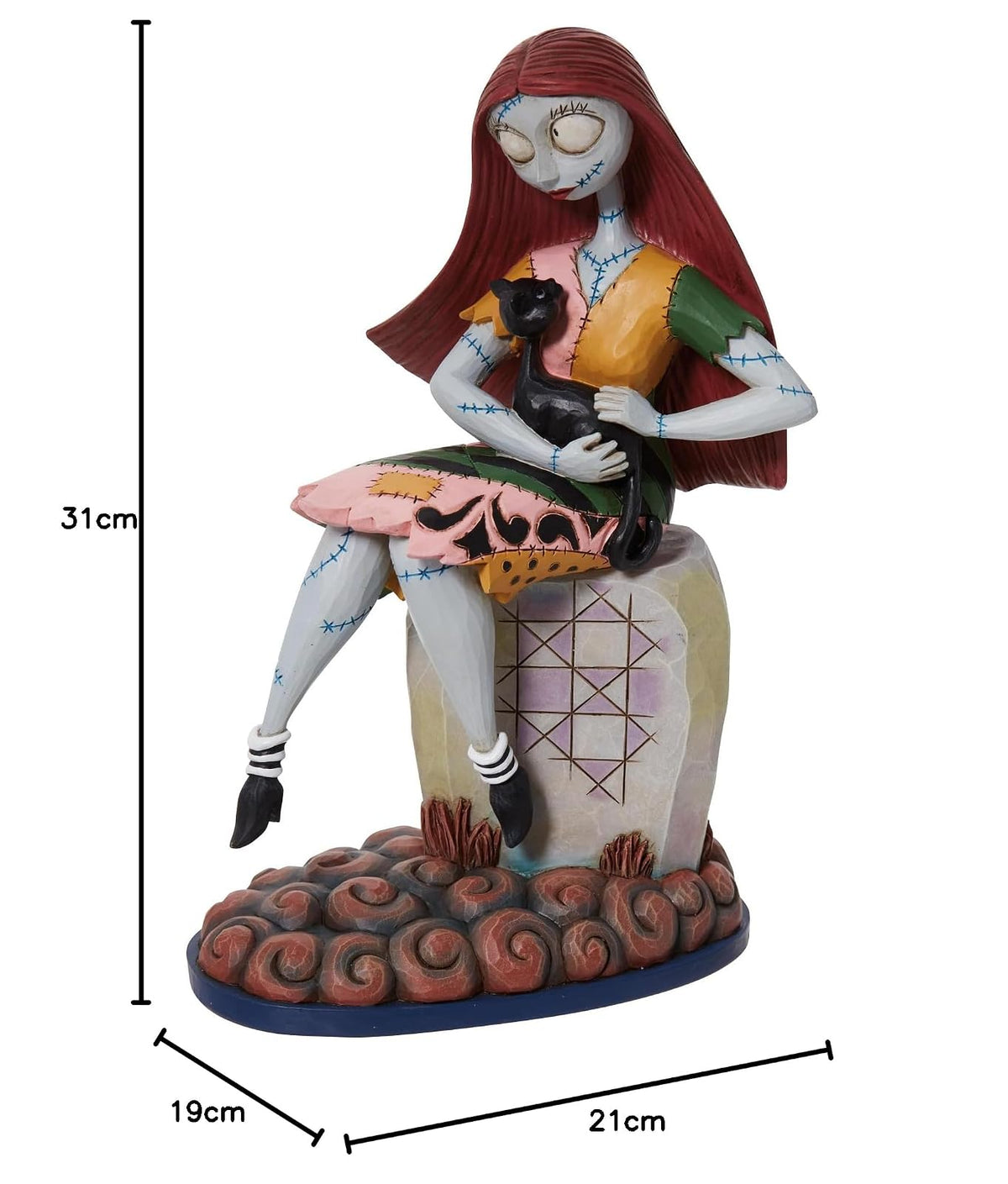 Enesco Jim Shore Disney Traditions Nightmare Before Christmas - Figura de Sally y Gato en lápida, 8 Pulgadas, Multicolor