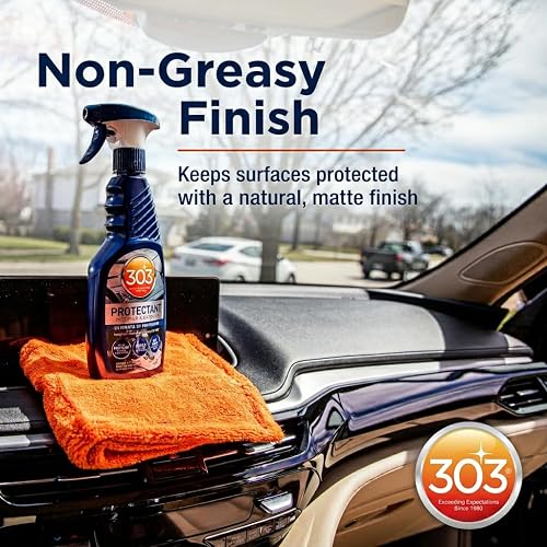 Protector automotriz 303 – Proporciona una protección UV superior, ayuda a prevenir la decoloración y grietas, repele el polvo, la pelusa y las manchas, restaura el color perdido y el brillo, el embalaje de 16 onzas (30382CSR) puede variar