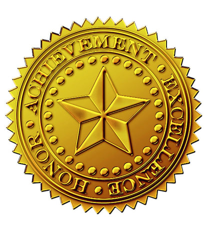 Great Papers! Sello oficial de lámina dorada en relieve Star para logros y premios, 48 unidades (903419)