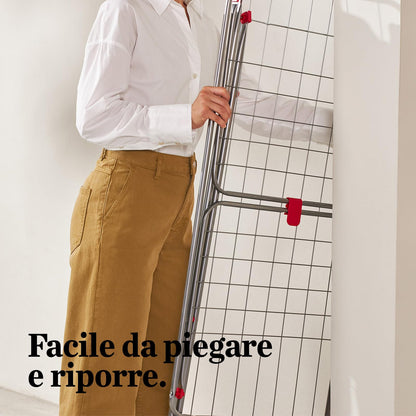 Rayen Tendedero Plegable con Alas 19 m, 177 x 54 x 107 cm, Secador de Ropa de Acero para Interior y Exterior, Antideslizante con Sistema de Bloqueo, Gris y Blanco
