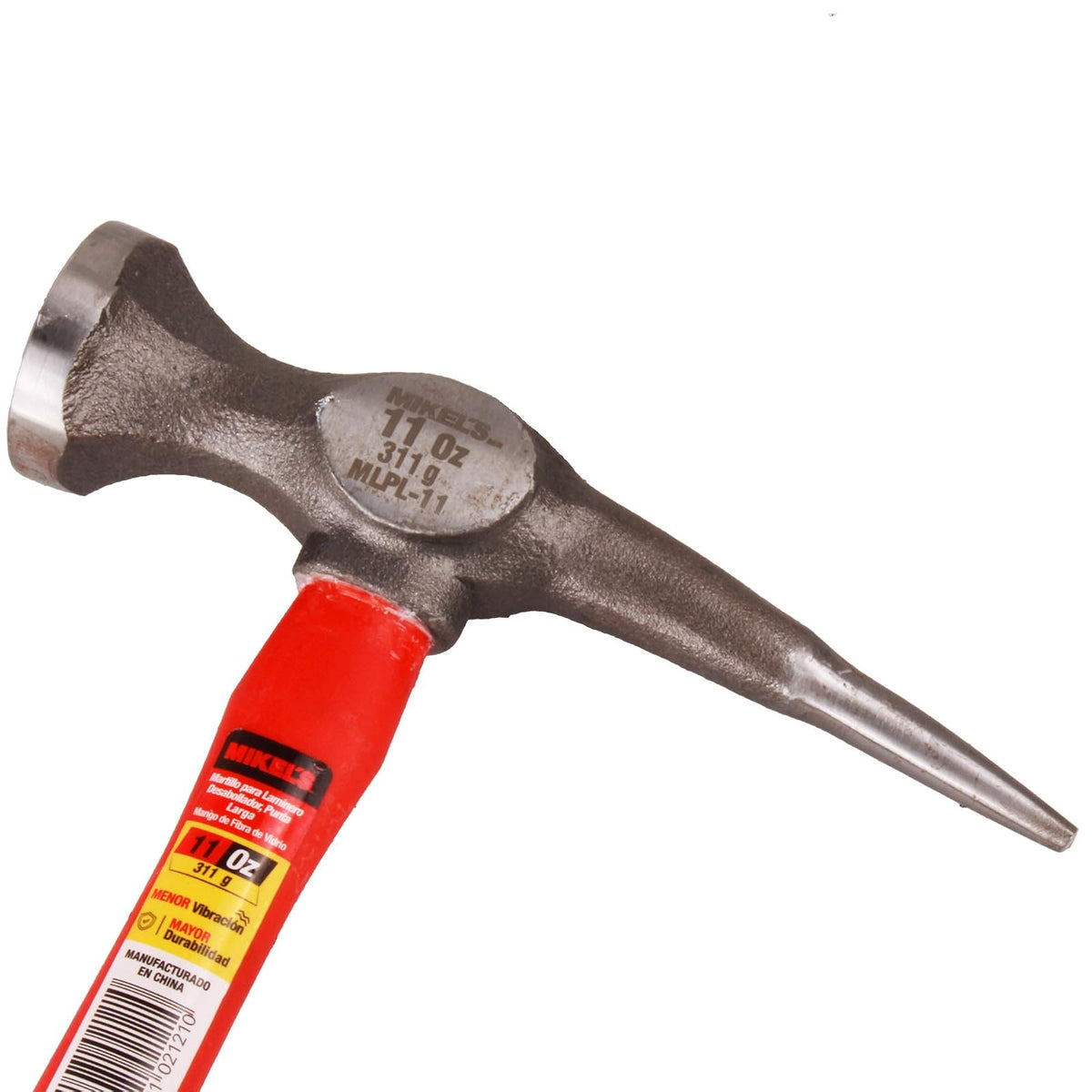 Mikel's MLPL-11 Martillo para Laminero Desabollador Punta Larga, Mango de Fibra de Vidrio, 11 Oz