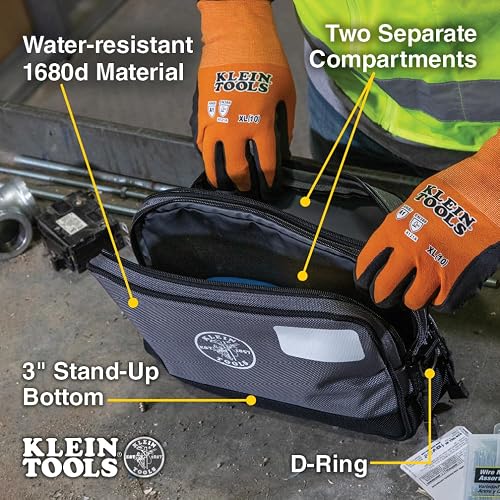 Klein Tools - Bolsa de herramientas de doble compartimento, organizador de bolsas de herramientas resistente, bolsa multiusos