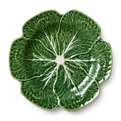 Le Jardin - Juego de 4 platos 3D de col de 11 pulgadas - Plato de hoja de gres verde esculpido - Vajilla inspirada en el jardín de temporada para comidas y entretenimiento de primavera y verano