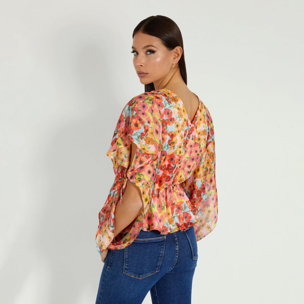 LS SASKIKA DRAPY TOP GUESS, MULTICOLOR, XL