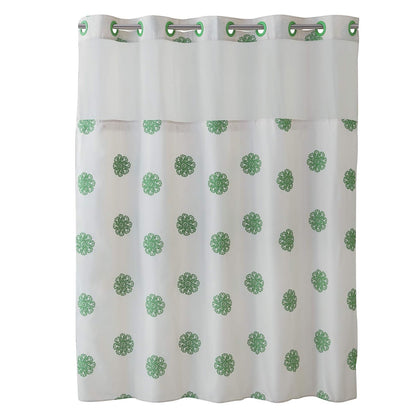 Hookless RBH40MY030 Sunburst - Cortina de Ducha con Forro de pétalo, Color Crema/Negro, explosión Solar, Crema/Verde, 71x74, 1