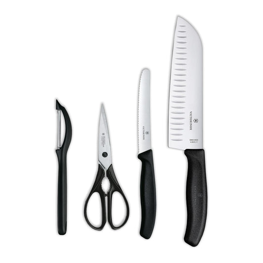 Victorinox 6.7133.4G Set de Cocina, 4 Piezas, Negro, 40 cm