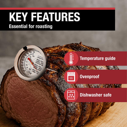 CDN IRM200 Glow ProAccurate Termómetro Resistente al Horno, para Carne y Aves de Corral, Carne/Ave, Esfera Grande, Plateado, Extra Grande, 1