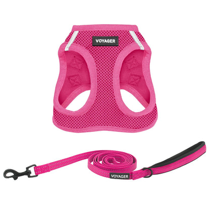 Best Pet Supplies Arnés de Malla para Perro con Correa Reflectante - XL (Chest: 20.5 - 23") - Ribete a juego fucsia (paquete de paquete)