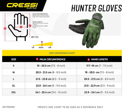 Cressi Guantes de Pesca submarina con patrón de Camuflaje Hechos de Neopreno elástico, consigue el Equipo Hunter