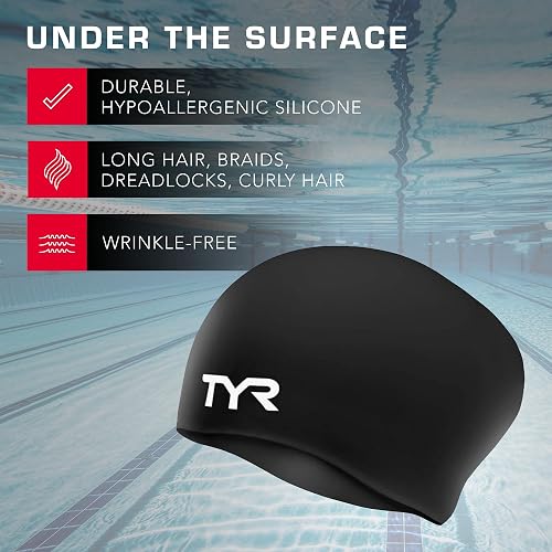 TYR Sport Gorro de natación (de Silicona, para Cabello Largo, no se Arruga)