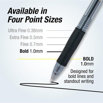 Pilot G2 Premium Bolígrafos De Gel 1.0 Mm | Negro, puntas negras, 14, paquete de 1